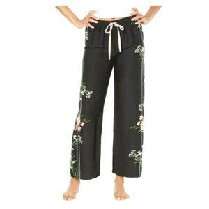 INC International Concept Womens Sleep Lounge Pants Black Floral Stripe 2X NEW